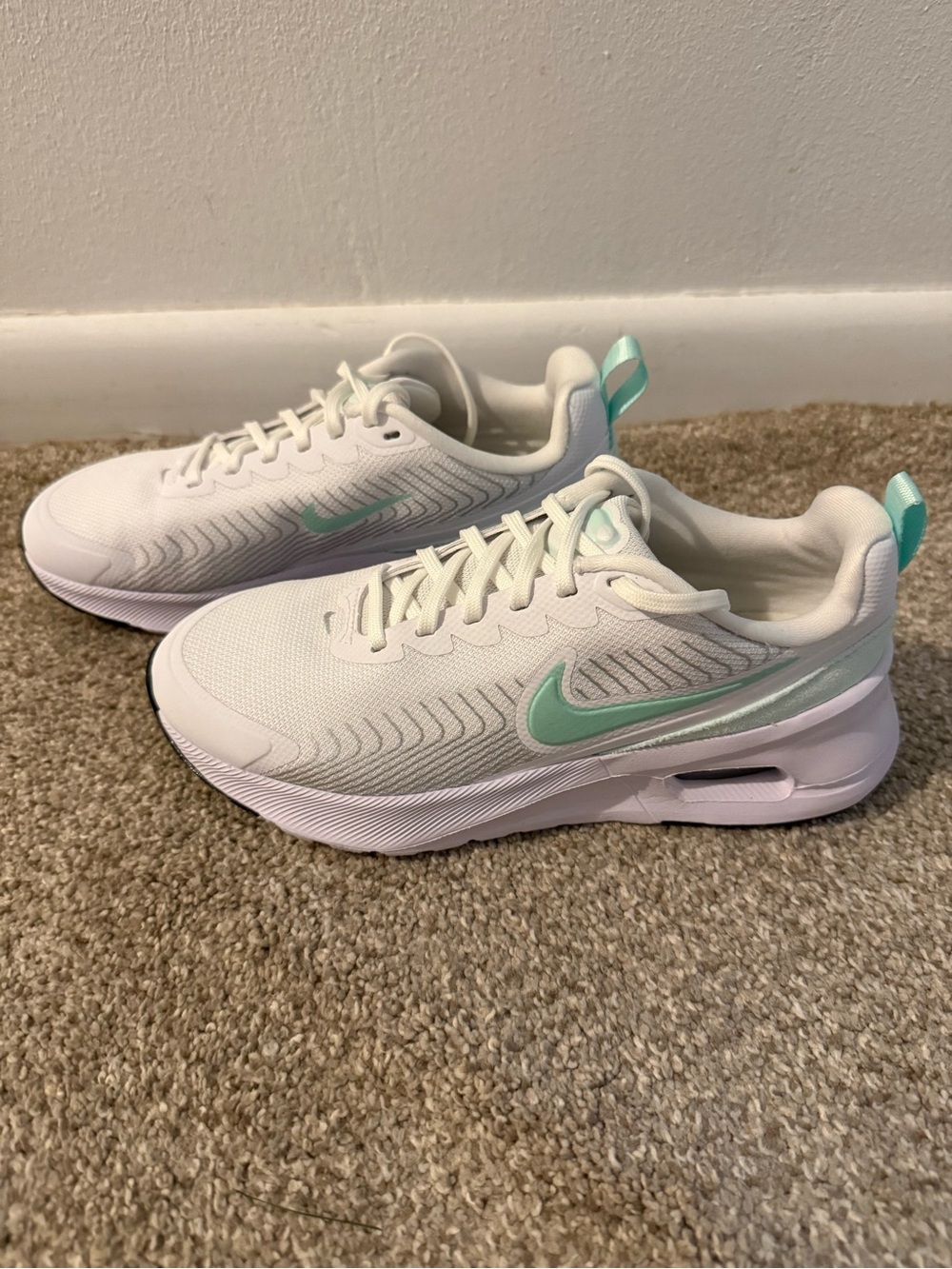 Nike Air Max Nuaxis White and Light Green Athletic Shoes
